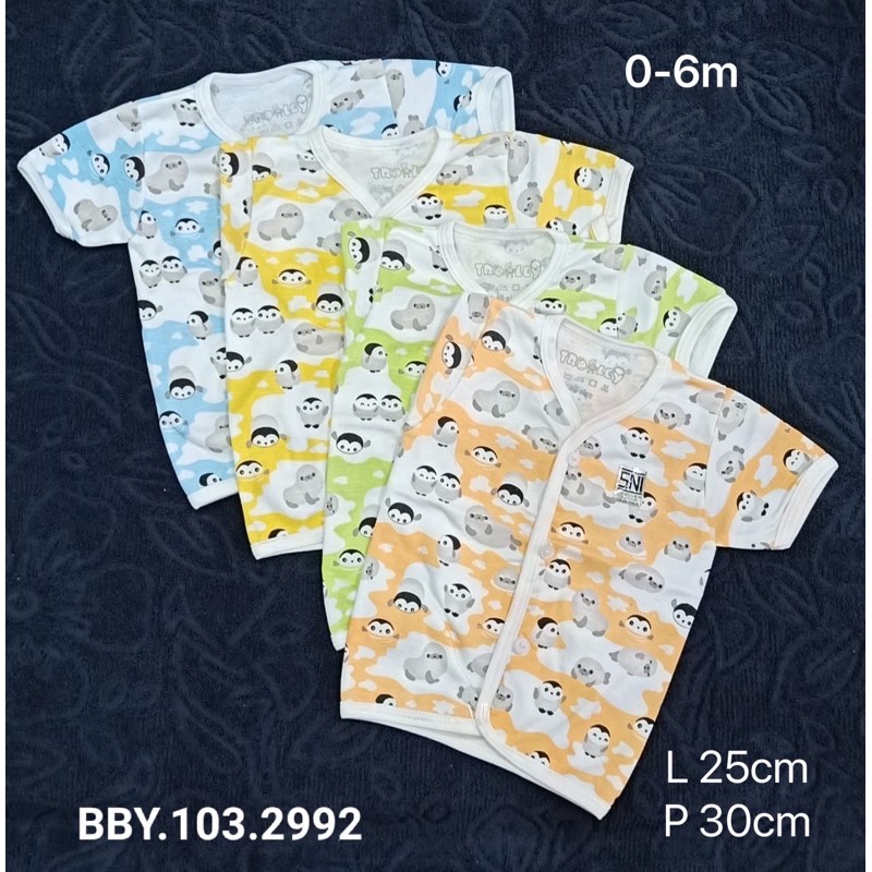 3Pcs baju bayi 0-3m NASUKA katun halus SNI Baju bayi Newborn Premium Pakaian Bayi Baru Lahir-Bj pendek Pinguin4pc