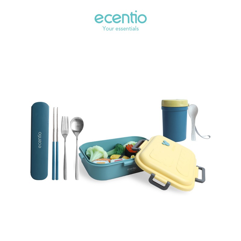 

Ecentio 1200ML Beraneka warna lunch set/Kotak Sup/botol/Stainless Steel Sendok/tas bekal/kotak makan