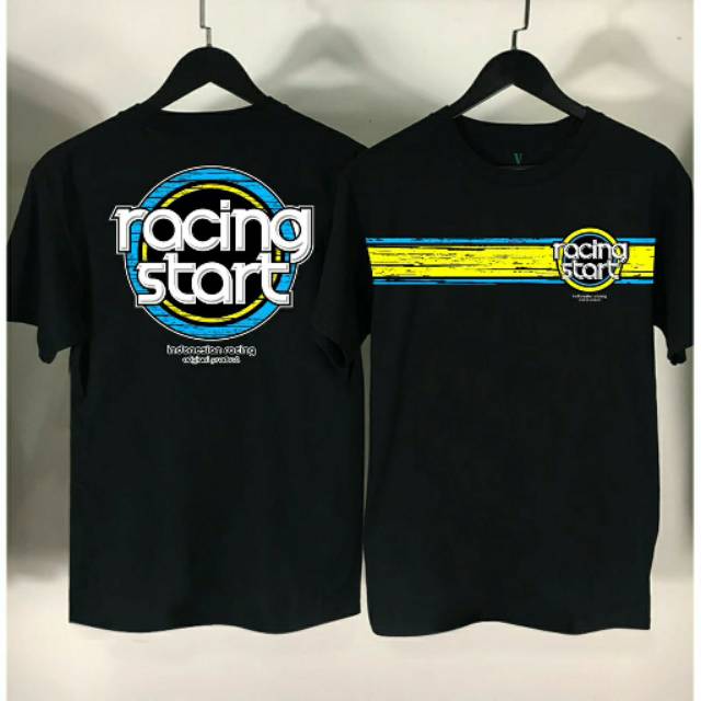 Fourfashion Kaos Pria Kaos Distro RACING START LIST KUNING Black FN207