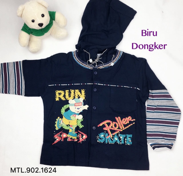 Baju Anak Laki laki lengan panjang topi 1-2 th/ Baju Anak cowok lengan panjang/ Baju anak Bermodel