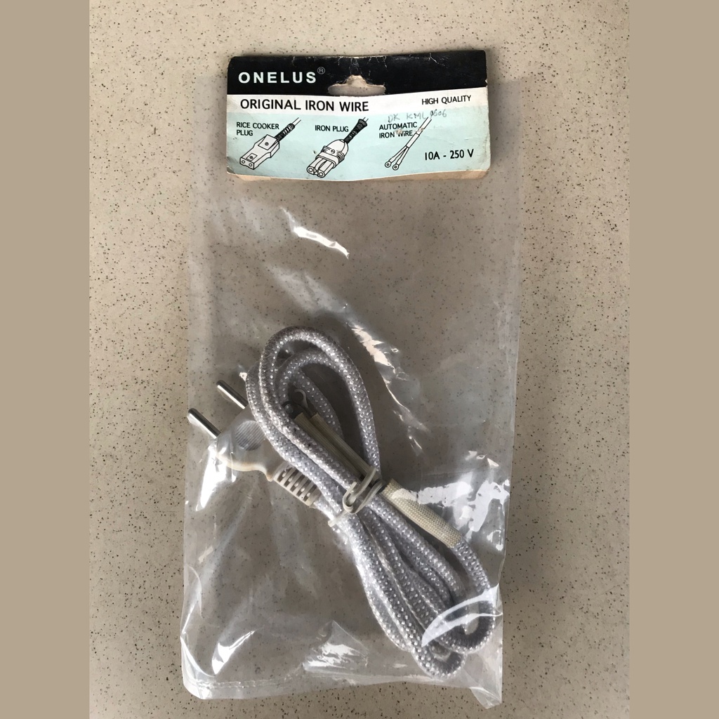 KABEL SETRIKA LISTRIK RON CABLE KEPALA GEPENG PIPIH PUTIH TALI COLOKAN