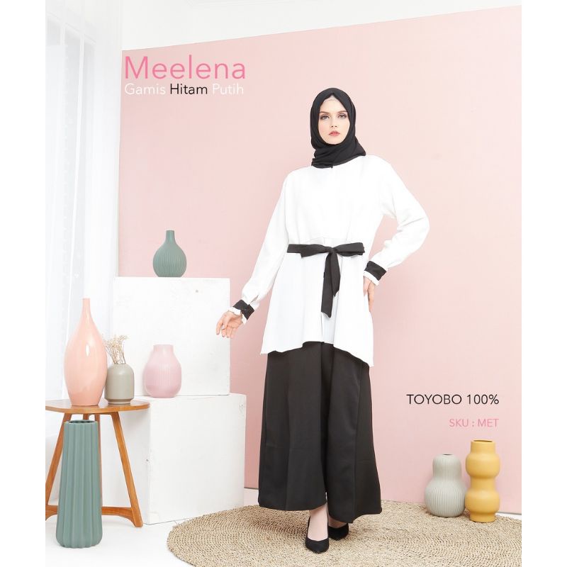 Gamis MeeLena / Seragam PNS PDH Guru / Gamis Hitam Putih