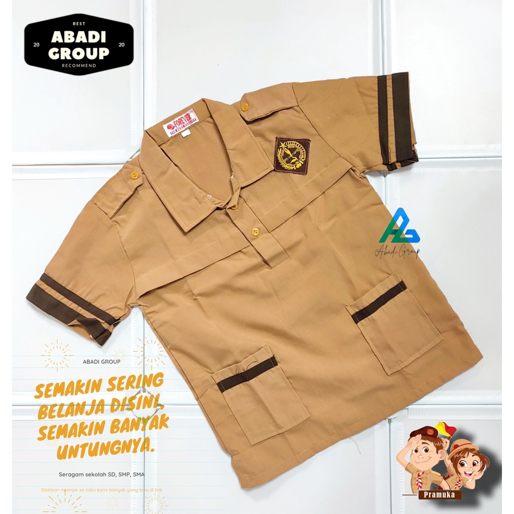 Baju seragam pramuka siaga unisex lengan pendek kelas 1-6 SD