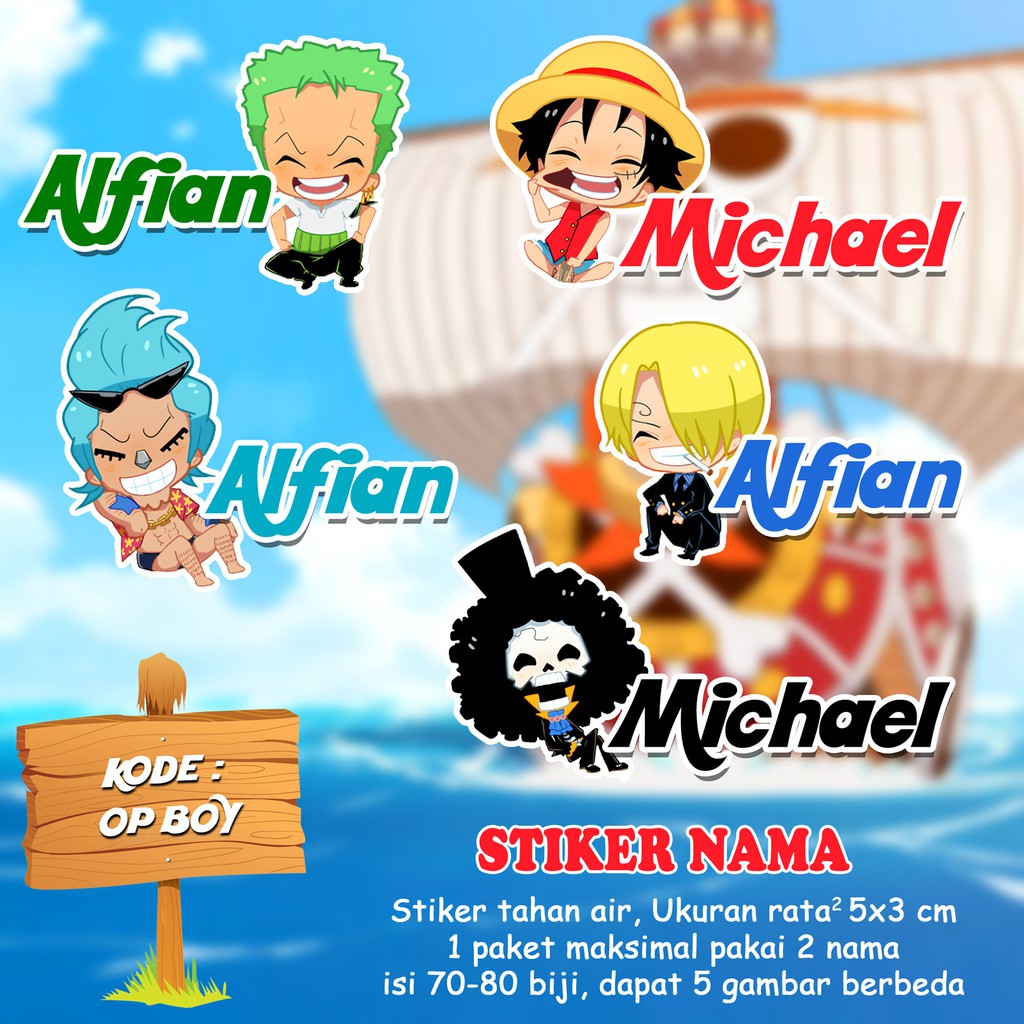 Stiker Anak Lucu One Piece Boy Isi 70 Pcs Murah Berkualitas