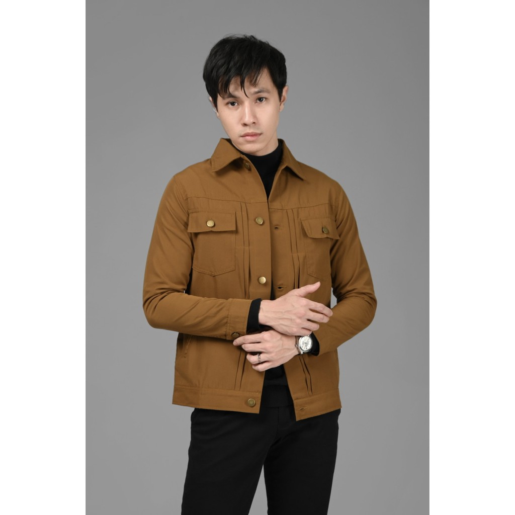 TRUCKER JACKET CARAMEL ARMY BY HEYMALE