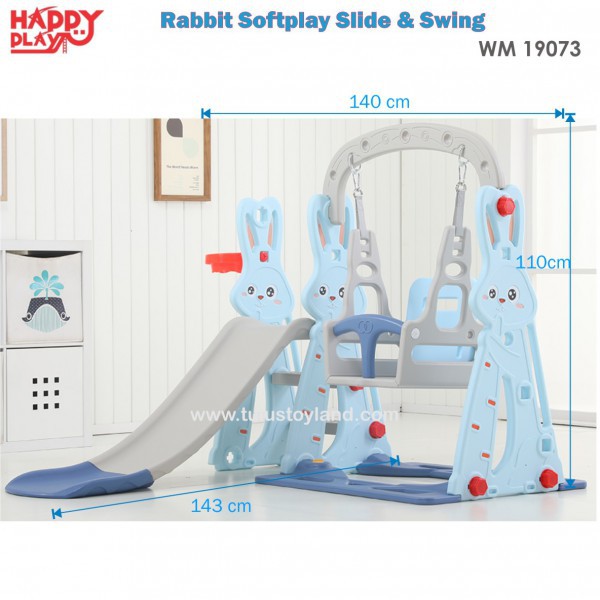 Happy Play Rabbit Softplay Slide Swing Basket WM 19072 19073 Mainan Perosotan Ayunan Kelinci Murah