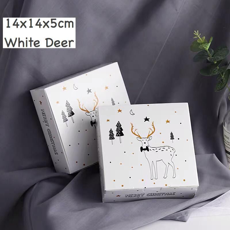 KOTAK HADIAH NATAL WHITE GIFT BOX NATAL MEWAH PUTIH 14x14