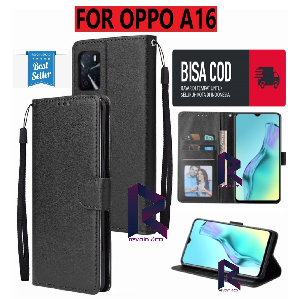 NEW OPPO A16 CASE DOMPET FLIP WALLET LEATHER KULIT PREMIUM SARUNG BUKA TUTUP FLIP CASE OPPO A16