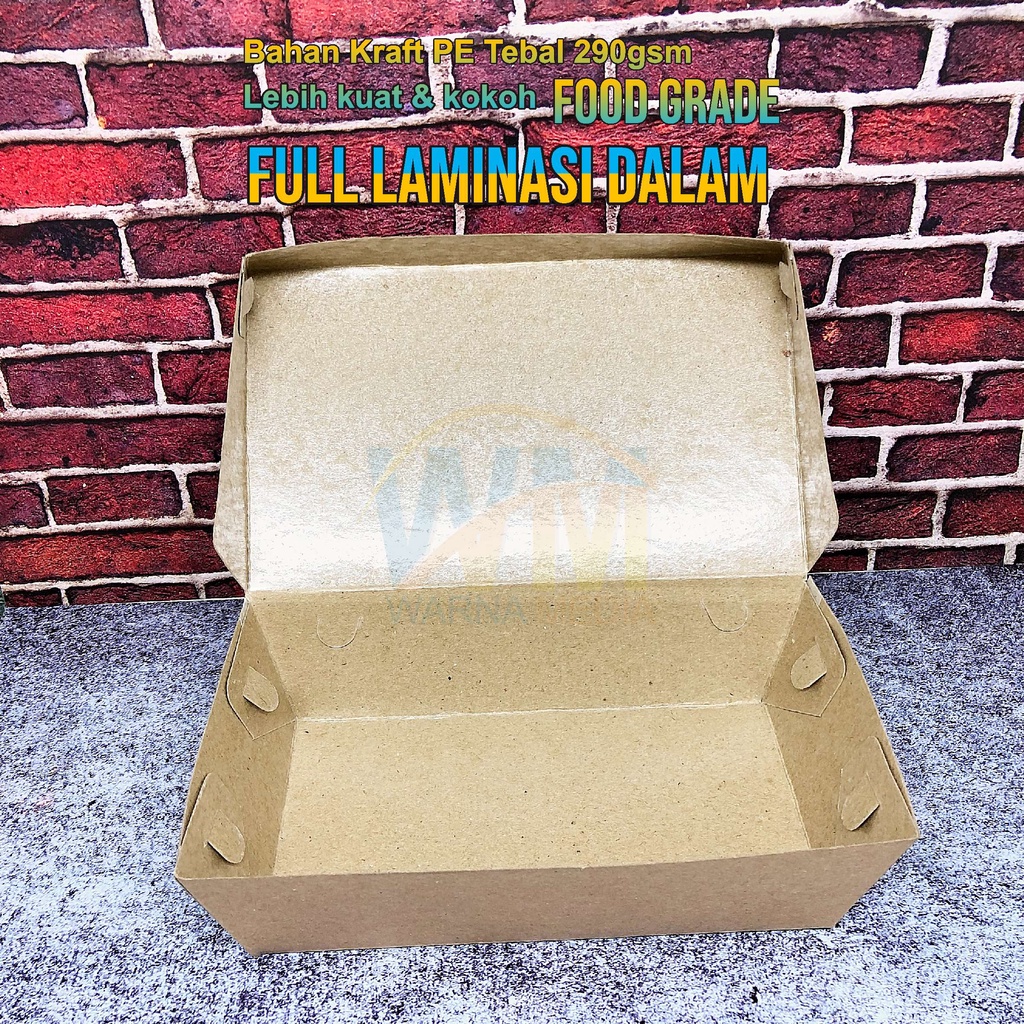 MURAH/PAPER LUNCH BOX SIZE M LAMINATING/KOTAK MAKAN TAKE AWAY/DUS BOX/KEMASAN MAKANAN (100PCS) KRAFT