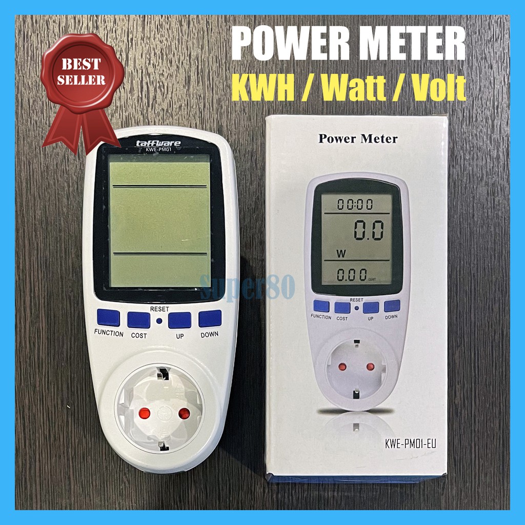 Power Meter Pengukur KWh Watt Volt Digital Daya Listrik AC Biaya PLN Voltmeter Taffware KWE-PM01