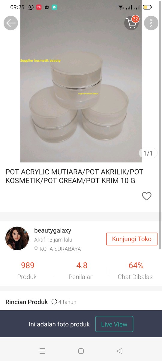 Pot Acrylic Mutiara/pot Akrilik/pot Kosmetik/pot Cream/pot Krim 10 G Putih/pot Kosmetik