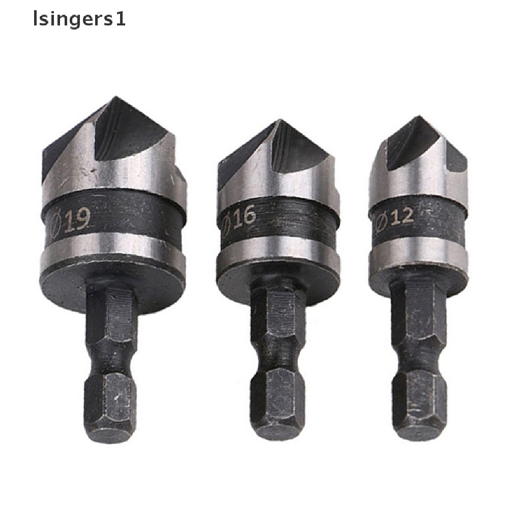 (lsingers1) 3pcs / Set Mata Bor Countersink Hex Bahan Carbon Steel Untuk Metal / Baja