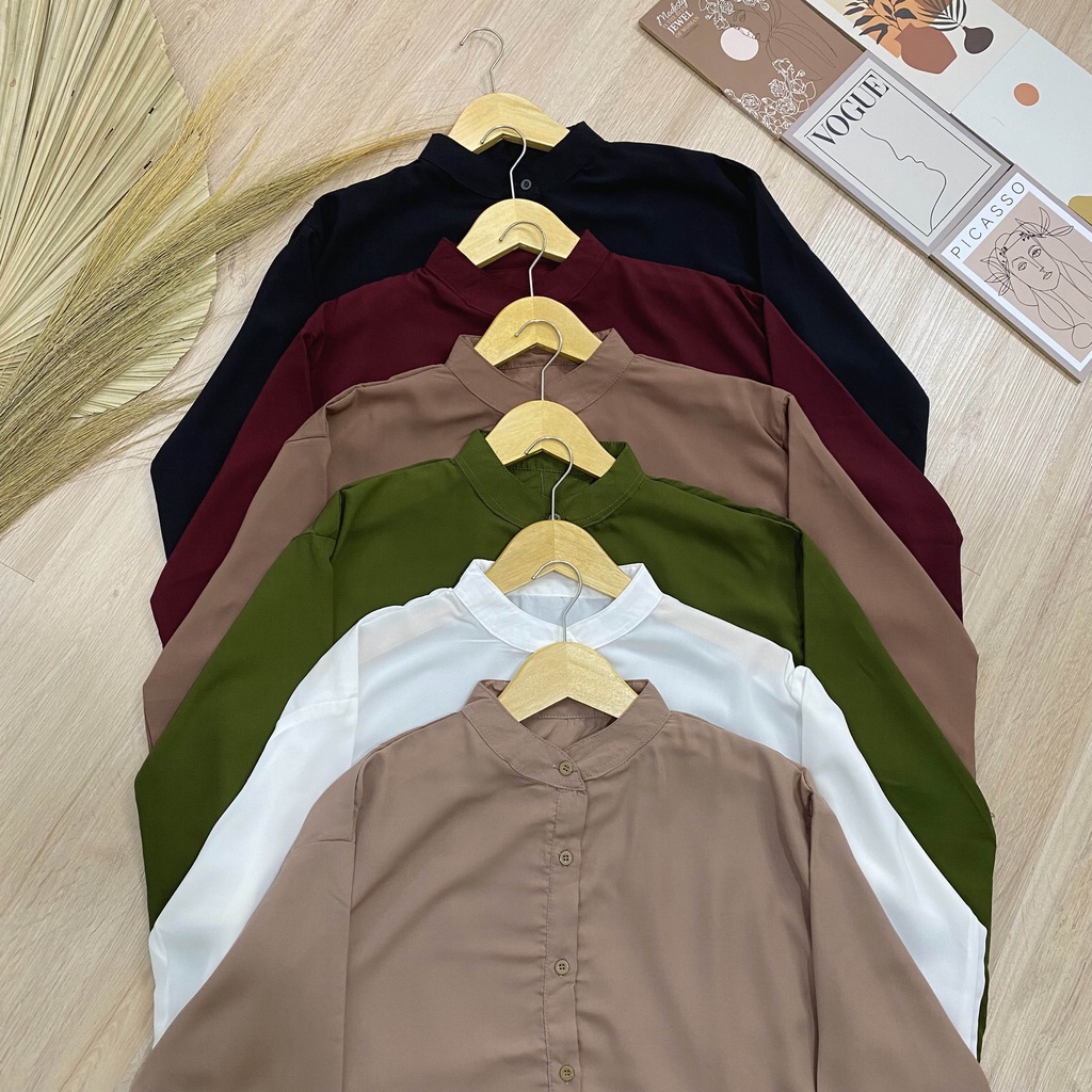 KEMEJA POLOS MINJI KERAH SHANGHAI DAILY OFFICE  SHIRT PREMIUM B445