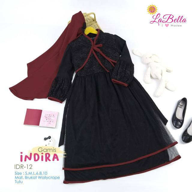 READY Gamis Pesta Anak Indira Tutu Brokat Hitam Labella