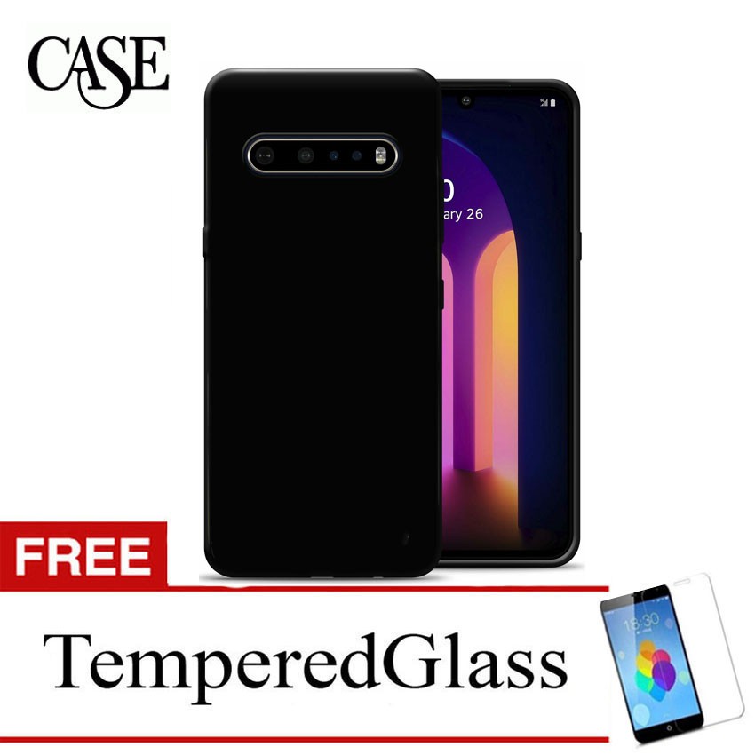Black Soft Case for LG V60 ThinQ 5G 2020 - V600 - 6.8 inch - Gratis Tempered Glass