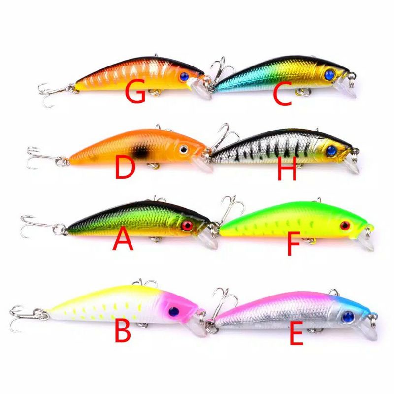 (M03) 7.cm 7.9g 3D Eyes Minnow Wobbler Fishing Bait Ocean Crankbait 6#