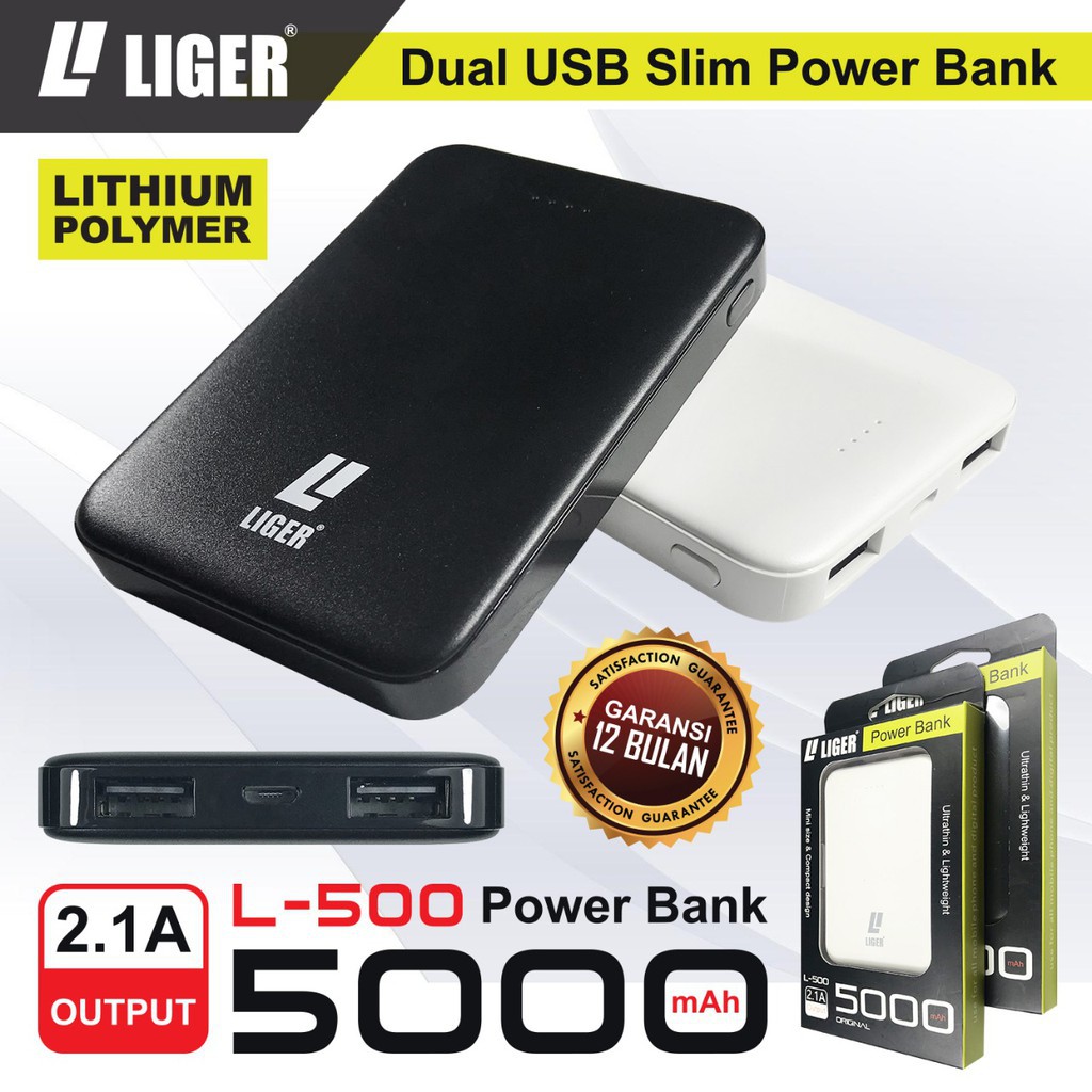 POWERBANK LIGER L-500 MINI SUPER SLIM FAST CHARGING - 5000 mAh