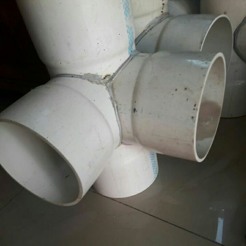 RB tee 4 way 4 inchi konektor sambungan pipa fitting pvc 4 arah tee cross 4 way 4 inchi bahan aw