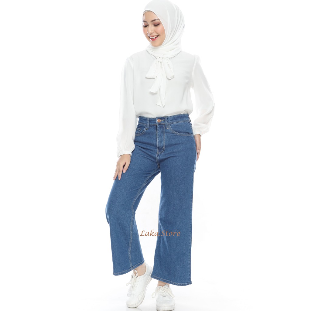 KULOT JEANS CELANA WANITA HIGHWAIST PANJANG