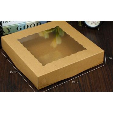 

Promo Dus brownies/kue Kraft 350 Laminasi Uk. 25x25x5 cm HARGA 50 PCS