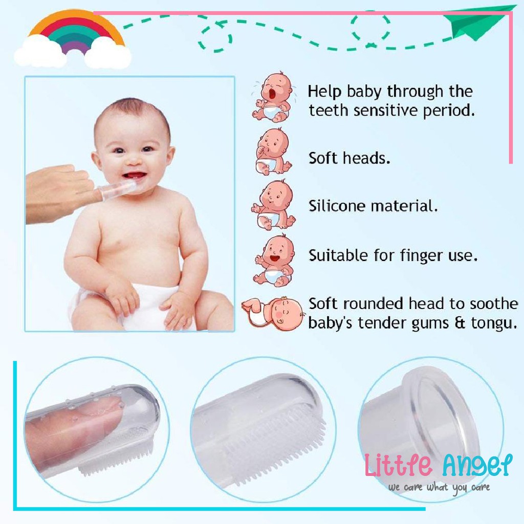 SIKAT GIGI JARI BAYI SIKAT LIDAH MPASI Silikon Lembut Gititan Teether BABY FINGER TOOTHBRUSH COD