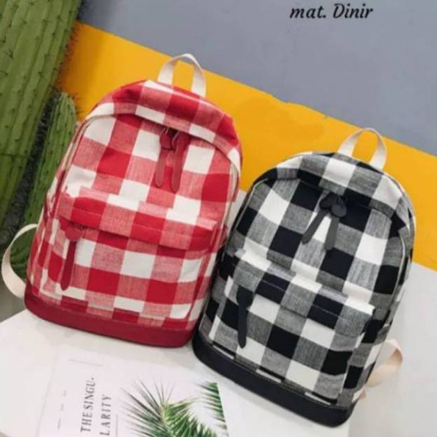 Tas Ransel Anak Kotak Kotak Backpack Korean Style