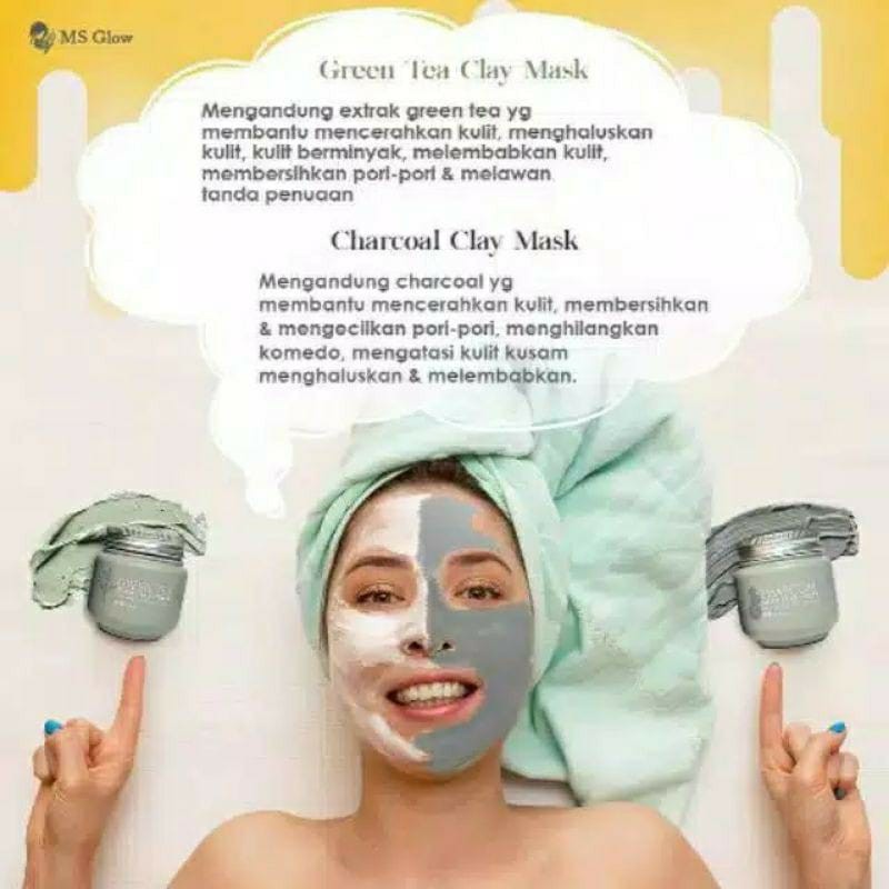 MS glow Clay mask Charcoal masker wajah