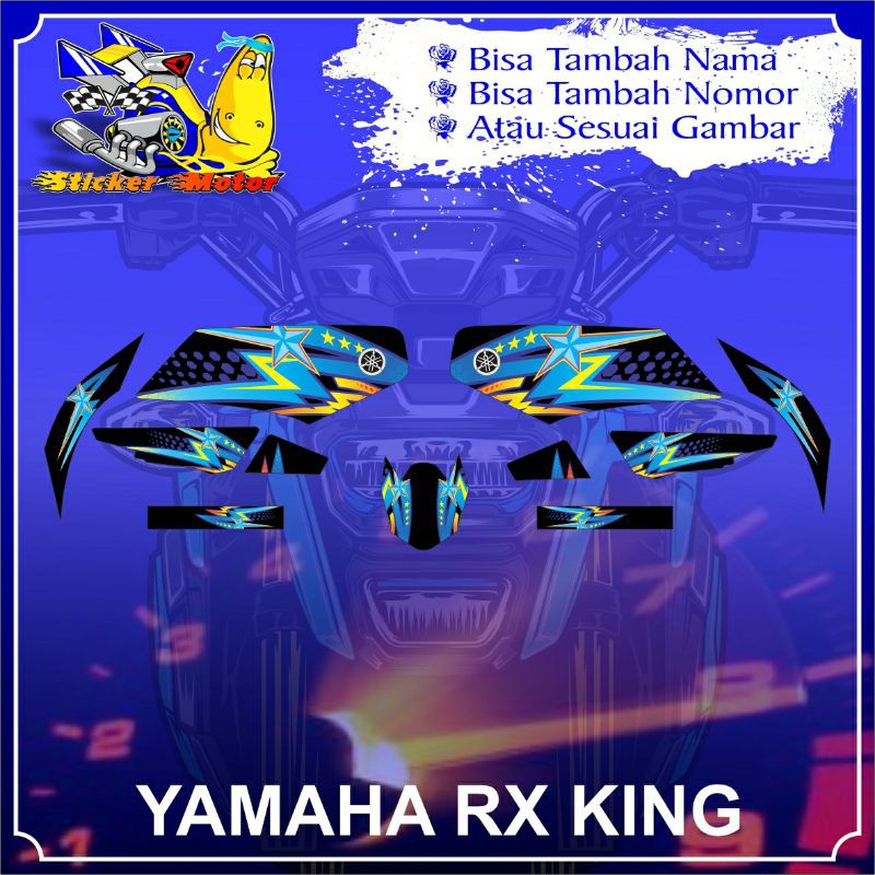DECAL STICKER STRIPING YAMAHA RX KING HITAM BIRU