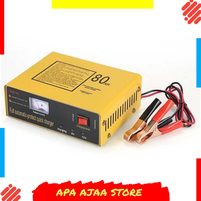 Best Seller ! UrbanRoad Charger Aki Mobil Motor Lead Acid 140W 6V/12V 80AH - XW-10