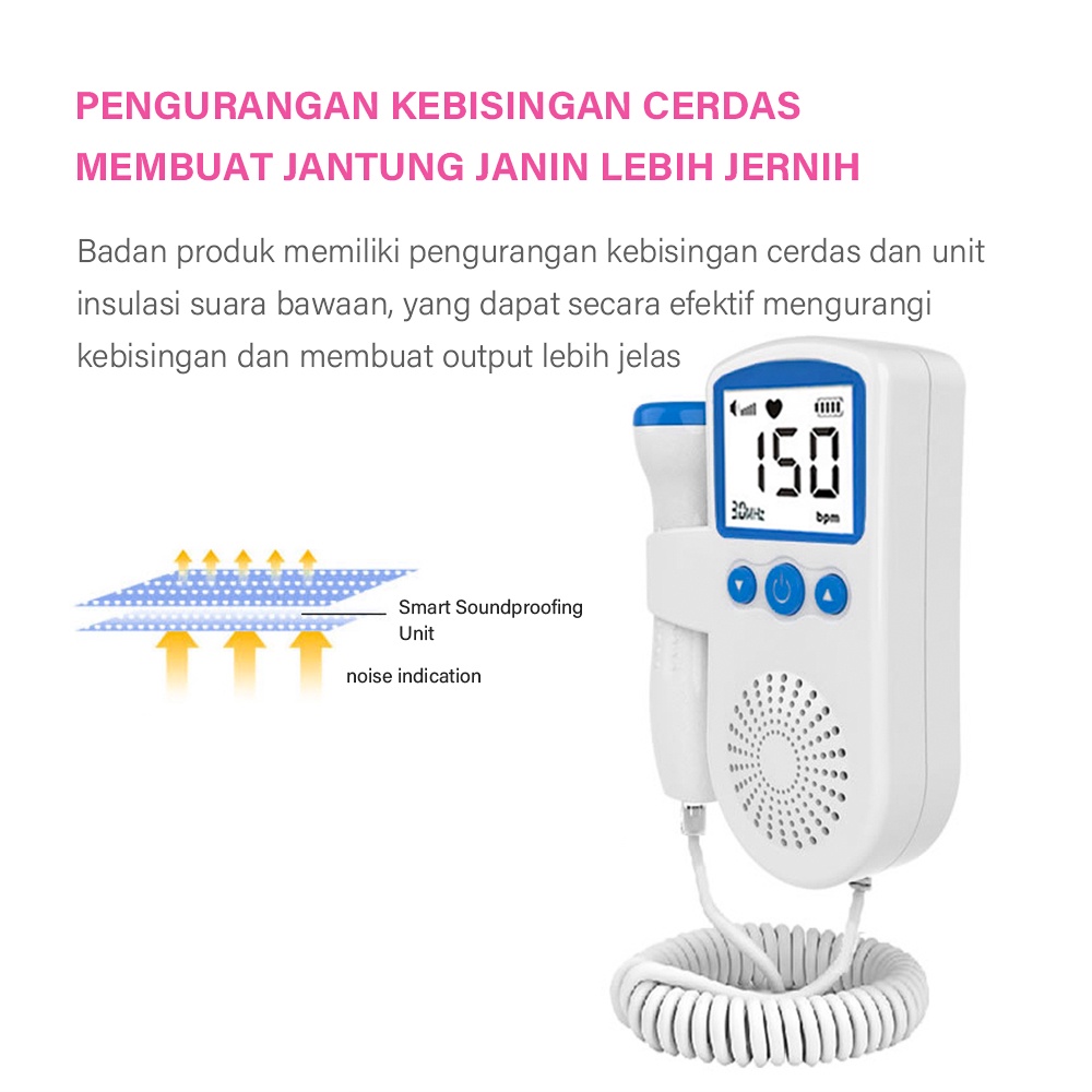Fetal Doppler Alat Pendeteksi Denyut Jantung Janin Bayi Baby USG Digital Ibu Hamil Dopler / Fetal Doppler Pendetaksi Detak Jantung Janin + Free Gel Ultrasound Dan Baterai / Fetal Doppler Alat Pendeteksi Detak Jantung Janin Bayi Free Gel Sound