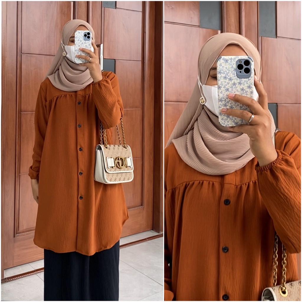 ALISYA tunik by ZALFA OUTFIT / tunik polos / kemeja panjang / Tunik crincle