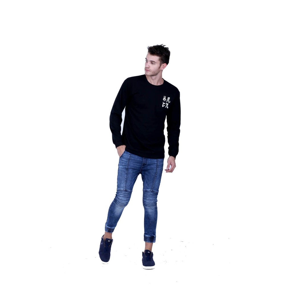 New Kaos Katun Panjang Distro Pria HRCN Original Hitam S-M-L-XL COTTON COMBED FS 1130