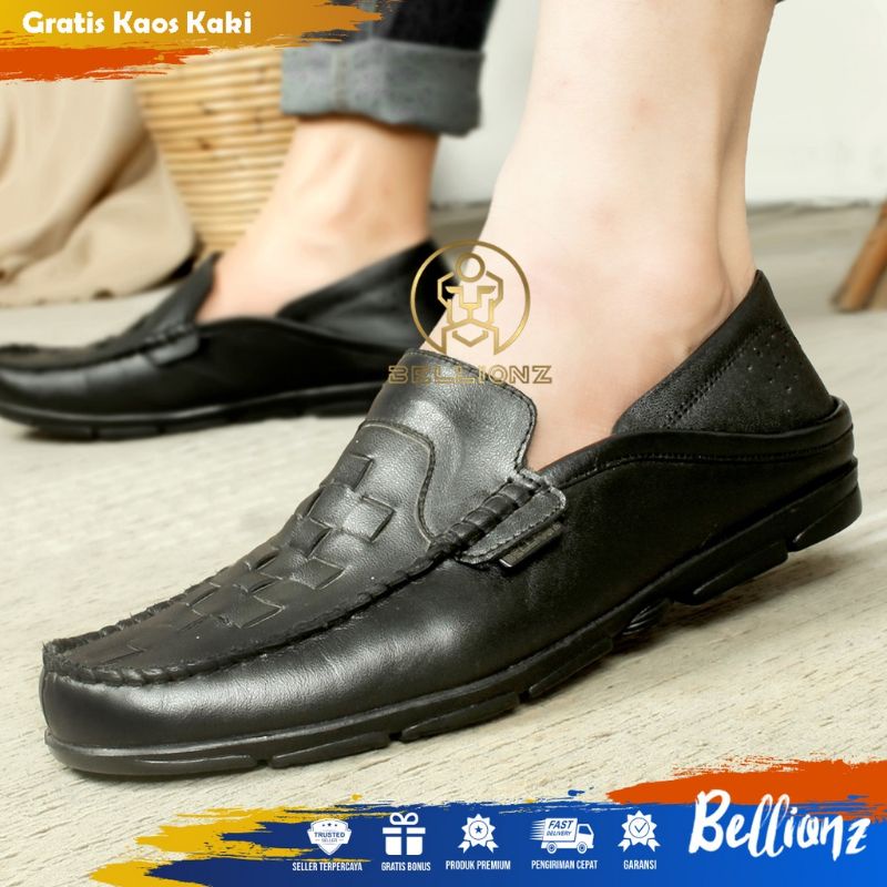 COD -  SEPATU KULIT PRIA CASUAL - SEPATU KANTOR PRIA CASUAL - PANSUS HITAM COKELAT XT4Y