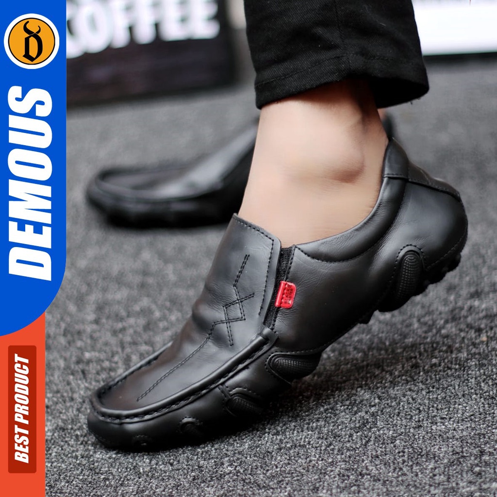 DEMOUS Mesi - Sepatu Pantofel Formal Kerja Slop Pria Kulit Asli