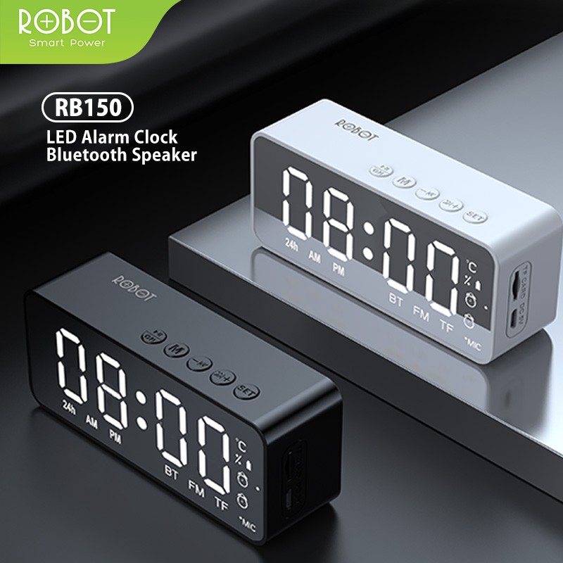 Speaker Bluetooth Robot RB150 Alarm LED Indicator Bluetooth 5.0 Hi-Fi Sound Portable Audio Wireless Super Bass Mini Stereo Original - Garansi 1 Tahun