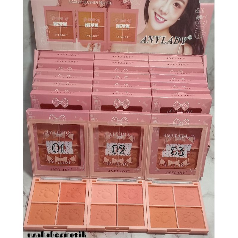 BLUSH ON PALLETE 4 WARNA HENGFU LOVELY BEAR