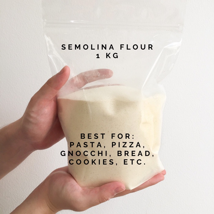 

PROMO [COD] Tepung Semolina Flour 1kg / Pizza Roti Pasta Gnocchi Cookies Cake