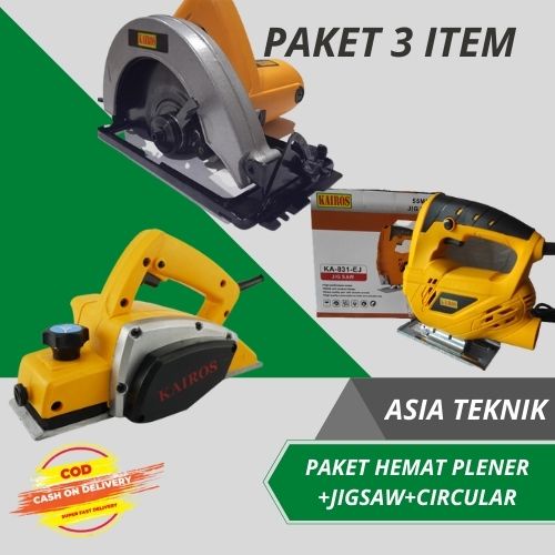 REDY STOCK!!!! PROMO TERMURAH PAKET HEMAT MESIN TUKANG 3 ITEM PLANER/SERUT KAIROS+JIGSAW KAIROS+CIRCULAR KAIROS