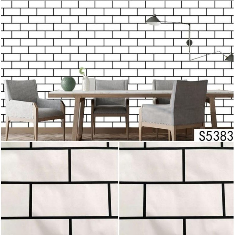 wallpaper motif bata putih 3d