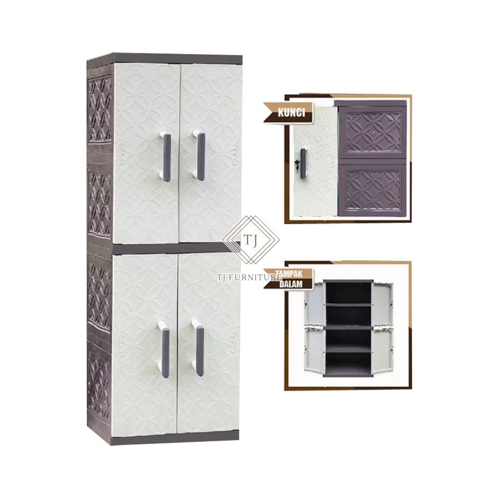 Lemari Plastik Akako LA2P LV Lemari Baju Lemari Pakaian Plastik Putih