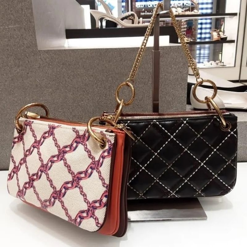 10.10 SALE | CK Quilted Metallic Handle Crossbody Bag 3in1