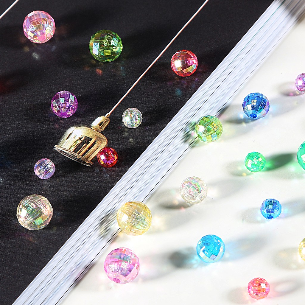 50/100PCS Faceted Acrylic AB Symphony Beads Transparent mixed color AB beads For DIY jewelry making accessories