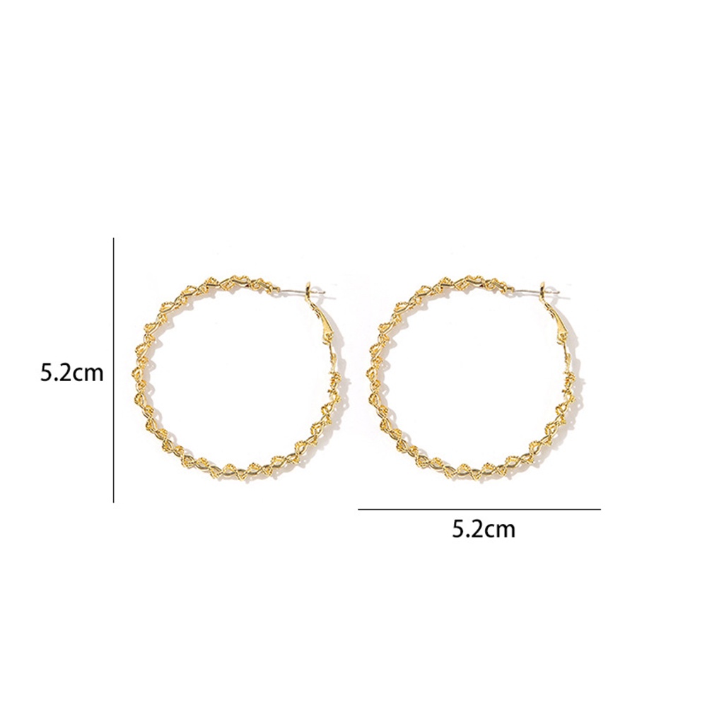 Anting Hoop Bentuk Lingkaran Besar Bahan Metal Lapis Emas Untuk Wanita