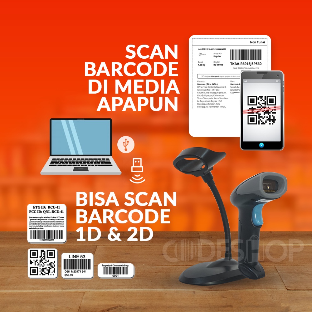Scanner Barcode Kassen KS-603 Scanner Wireless Auto Sense Direct Bluetooth