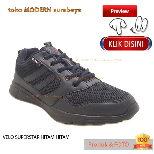 Sepatu pria sepatu casual sneakers VELO SUPERSTAR HITAM HITAM