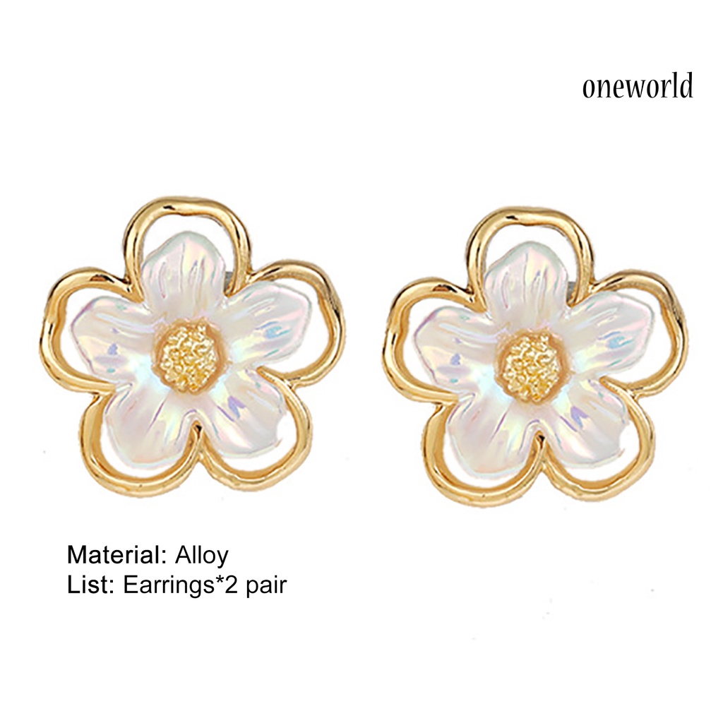 OW# 1 Pair Beautiful Flower Shape All-match Sweet Ear Stud Earring Jewelry Accessory