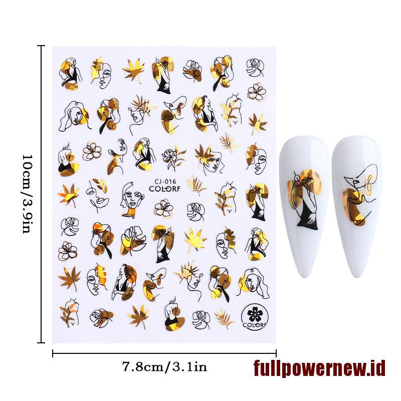 【COD】3D Bronzing laser plant leaf sticker adhesive stickers Nail Art Decoration