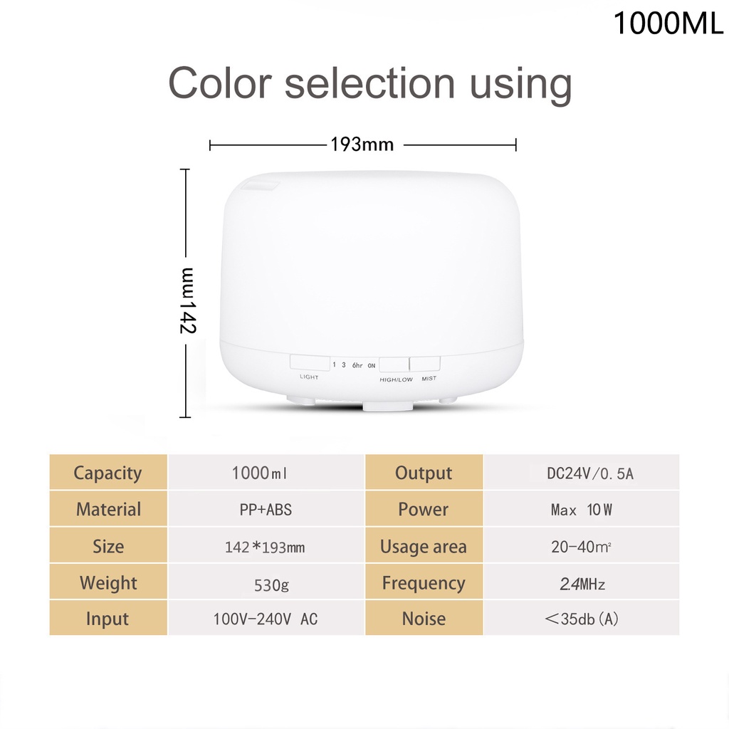 CINSEER humidifier air 1000ml aromaterapi diffuser dengan remote (tidak free oil)-7