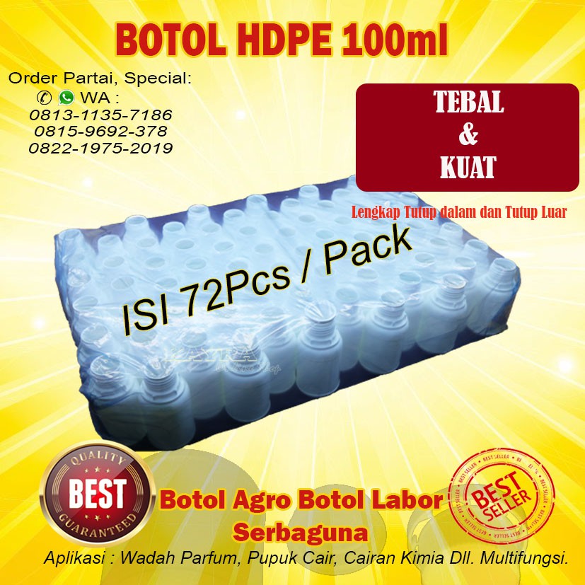 BOTOL 100ml / BOTOL 100 ML / BOTOL LABOR / BOTOL AGRO / BOTOL HDPE / BOTOL KIMIA 100ml