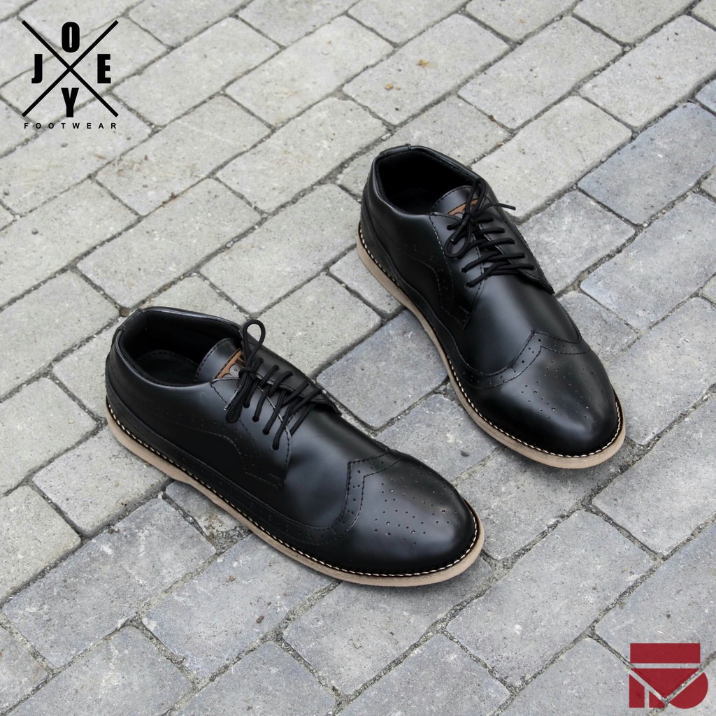 King Black | Sepatu Pantofel Casual Ori Klasik Kulit Pria Cowok Men Wingtip Footwear | FORIND x Joey
